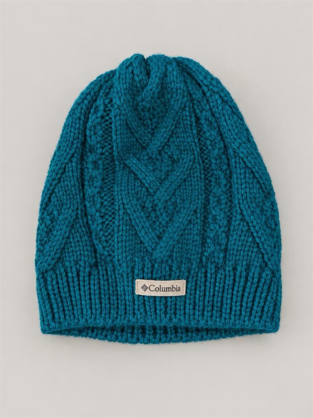Columbia Teal Cable Knit Pomless Beanie